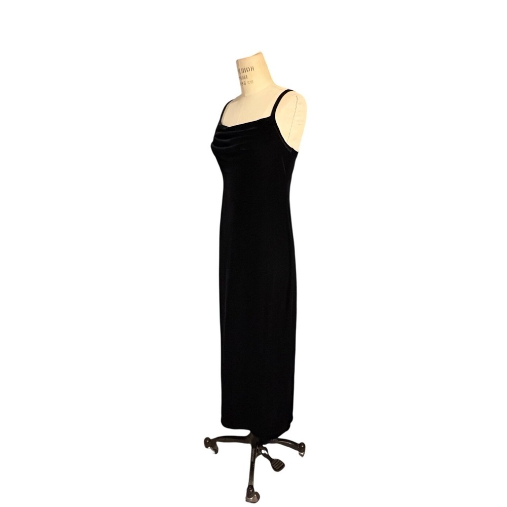 Vintage Molly Malloy Evening Petite Black Velvet Maxi Dress Size 8P 90's formal - Picture 5 of 7